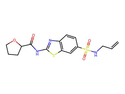 N-(6-(N-allylsulfamoyl)benzo[d]thiazol-2-yl)tetrahydrofuran-2-carboxamide structure