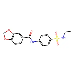 N-[4-(ethylsulfamoyl)phenyl]-1,3-benzodioxole-5-carboxamide structure