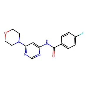 4-fluoro-N-[6-(4-morpholinyl)-4-pyrimidinyl]benzamide structure