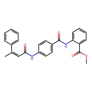 methyl 2-{[(4-{[(2E)-3-phenylbut-2-enoyl]amino}phenyl)carbonyl]amino}benzoate structure