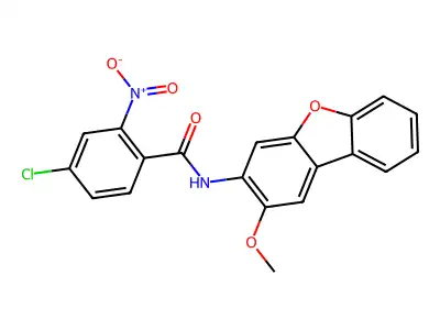 4-chloro-N-(2-methoxydibenzofuran-3-yl)-2-nitrobenzamide structure