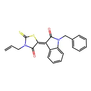 (5Z)-5-(1-benzyl-2-oxoindol-3-ylidene)-3-prop-2-enyl-2-sulfanylidene-1,3-thiazolidin-4-one structure