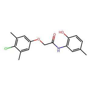 2-(4-chloro-3,5-dimethylphenoxy)-N-(2-hydroxy-5-methylphenyl)acetamide structure