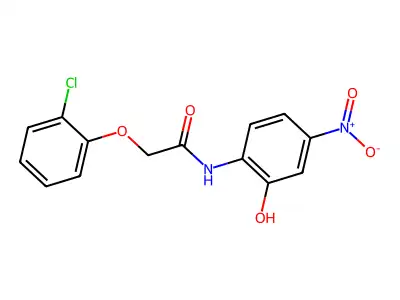 2-(2-chlorophenoxy)-N-(2-hydroxy-4-nitrophenyl)acetamide structure
