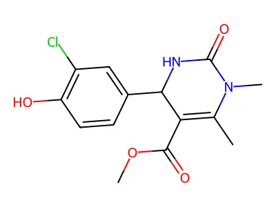 methyl 4-(3-chloro-4-hydroxyphenyl)-1,6-dimethyl-2-oxo-1,2,3,4-tetrahydropyrimidine-5-carboxylate structure