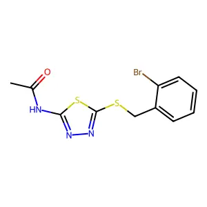 N-{5-[(2-bromobenzyl)sulfanyl]-1,3,4-thiadiazol-2-yl}acetamide structure