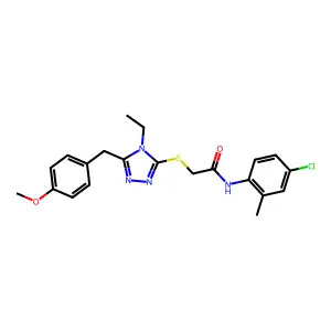 N-(4-chloro-2-methylphenyl)-2-[[4-ethyl-5-[(4-methoxyphenyl)methyl]-1,2,4-triazol-3-yl]sulfanyl]acetamide structure