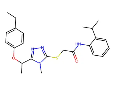 2-({5-[1-(4-ethylphenoxy)ethyl]-4-methyl-4H-1,2,4-triazol-3-yl}sulfanyl)-N-[2-(propan-2-yl)phenyl]acetamide structure