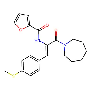 N-[(E)-3-(azepan-1-yl)-1-(4-methylsulfanylphenyl)-3-oxoprop-1-en-2-yl]furan-2-carboxamide structure