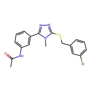 N-[3-[5-[(3-bromophenyl)methylsulfanyl]-4-methyl-1,2,4-triazol-3-yl]phenyl]acetamide structure