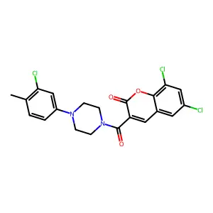 6,8-Dichloro-3-[4-(3-chloro-4-methylphenyl)piperazine-1-carbonyl]chromen-2-one structure