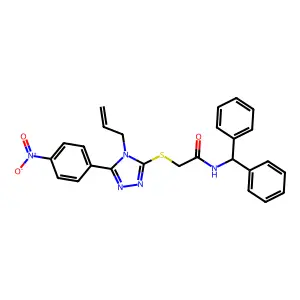 N-benzhydryl-2-[[5-(4-nitrophenyl)-4-prop-2-enyl-1,2,4-triazol-3-yl]sulfanyl]acetamide structure