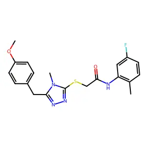N-(5-fluoro-2-methylphenyl)-2-[[5-[(4-methoxyphenyl)methyl]-4-methyl-1,2,4-triazol-3-yl]sulfanyl]acetamide structure