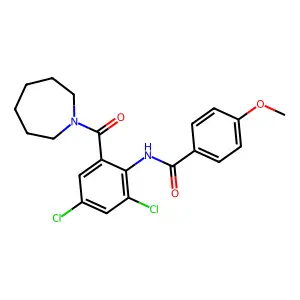 N-[2-(azepane-1-carbonyl)-4,6-dichlorophenyl]-4-methoxybenzamide structure