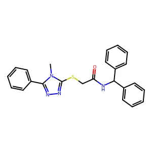 N-benzhydryl-2-[(4-methyl-5-phenyl-1,2,4-triazol-3-yl)sulfanyl]acetamide structure