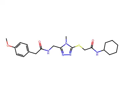 N-[(5-{[2-(cyclohexylamino)-2-oxoethyl]sulfanyl}-4-methyl-4H-1,2,4-triazol-3-yl)methyl]-2-(4-methoxyphenyl)acetamide structure