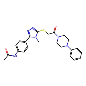 N-[4-[4-methyl-5-[2-oxo-2-(4-phenylpiperazin-1-yl)ethyl]sulfanyl-1,2,4-triazol-3-yl]phenyl]acetamide structure