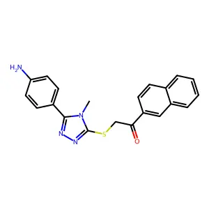 2-[[5-(4-aminophenyl)-4-methyl-1,2,4-triazol-3-yl]sulfanyl]-1-naphthalen-2-ylethanone structure