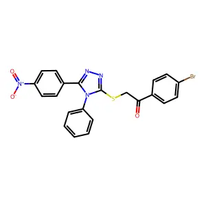 1-(4-bromophenyl)-2-[[5-(4-nitrophenyl)-4-phenyl-1,2,4-triazol-3-yl]sulfanyl]ethanone structure