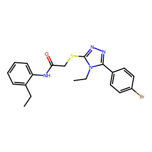 2-[[5-(4-bromophenyl)-4-ethyl-1,2,4-triazol-3-yl]sulfanyl]-N-(2-ethylphenyl)acetamide structure