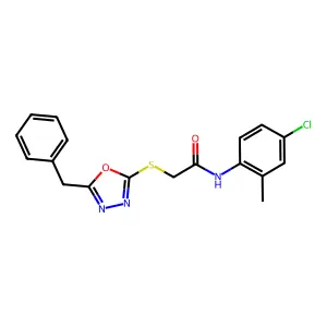 2-[(5-benzyl-1,3,4-oxadiazol-2-yl)sulfanyl]-N-(4-chloro-2-methylphenyl)acetamide structure