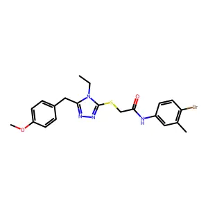 N-(4-bromo-3-methylphenyl)-2-[[4-ethyl-5-[(4-methoxyphenyl)methyl]-1,2,4-triazol-3-yl]sulfanyl]acetamide structure