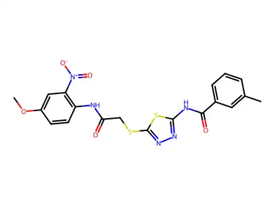 N-[5-({2-[(4-methoxy-2-nitrophenyl)amino]-2-oxoethyl}sulfanyl)-1,3,4-thiadiazol-2-yl]-3-methylbenzamide structure