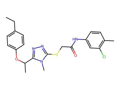 N-(3-chloro-4-methylphenyl)-2-({5-[1-(4-ethylphenoxy)ethyl]-4-methyl-4H-1,2,4-triazol-3-yl}sulfanyl)acetamide structure