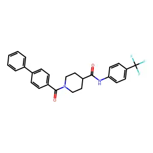 1-(4-phenylbenzoyl)-N-[4-(trifluoromethyl)phenyl]piperidine-4-carboxamide structure