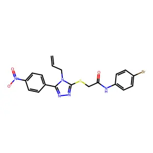 N-(4-bromophenyl)-2-[[5-(4-nitrophenyl)-4-prop-2-enyl-1,2,4-triazol-3-yl]sulfanyl]acetamide structure