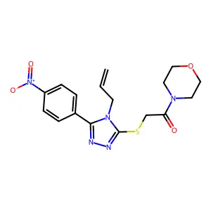 1-morpholin-4-yl-2-[[5-(4-nitrophenyl)-4-prop-2-enyl-1,2,4-triazol-3-yl]sulfanyl]ethanone structure