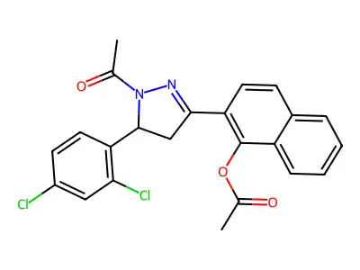 [2-[2-acetyl-3-(2,4-dichlorophenyl)-3,4-dihydropyrazol-5-yl]naphthalen-1-yl] acetate structure