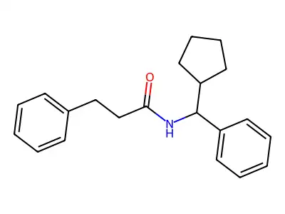 N-[cyclopentyl(phenyl)methyl]-3-phenylpropanamide structure