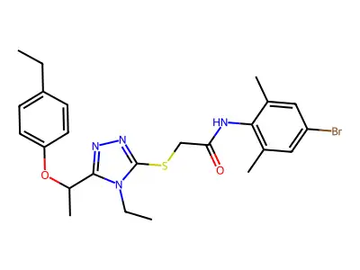 N-(4-bromo-2,6-dimethylphenyl)-2-({4-ethyl-5-[1-(4-ethylphenoxy)ethyl]-4H-1,2,4-triazol-3-yl}sulfanyl)acetamide structure