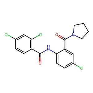 2,4-dichloro-N-[4-chloro-2-(pyrrolidin-1-ylcarbonyl)phenyl]benzamide structure