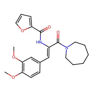 N-[(E)-3-(azepan-1-yl)-1-(3,4-dimethoxyphenyl)-3-oxoprop-1-en-2-yl]furan-2-carboxamide structure