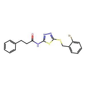 N-{5-[(2-bromobenzyl)sulfanyl]-1,3,4-thiadiazol-2-yl}-3-phenylpropanamide structure