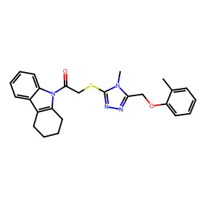 2-({4-methyl-5-[(2-methylphenoxy)methyl]-4H-1,2,4-triazol-3-yl}sulfanyl)-1-(1,2,3,4-tetrahydro-9H-carbazol-9-yl)ethanone structure