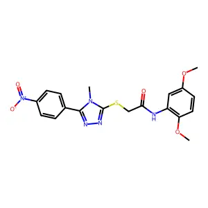 N-(2,5-dimethoxyphenyl)-2-[[4-methyl-5-(4-nitrophenyl)-1,2,4-triazol-3-yl]sulfanyl]acetamide structure