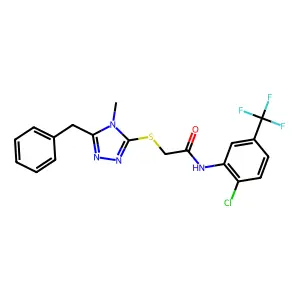 2-[(5-benzyl-4-methyl-1,2,4-triazol-3-yl)sulfanyl]-N-[2-chloro-5-(trifluoromethyl)phenyl]acetamide structure