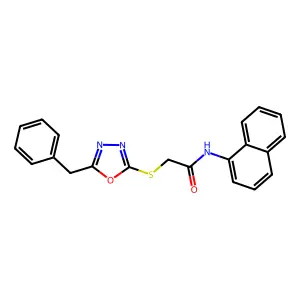 2-[(5-benzyl-1,3,4-oxadiazol-2-yl)sulfanyl]-N-naphthalen-1-ylacetamide structure