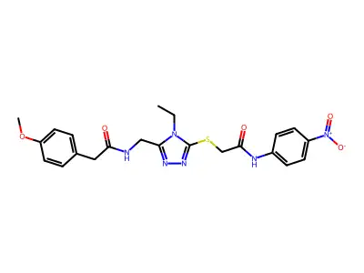 2-{[4-ethyl-5-({[(4-methoxyphenyl)acetyl]amino}methyl)-4H-1,2,4-triazol-3-yl]sulfanyl}-N-(4-nitrophenyl)acetamide structure