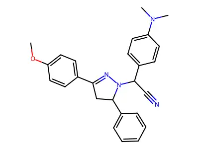 [4-(dimethylamino)phenyl][3-(4-methoxyphenyl)-5-phenyl-4,5-dihydro-1H-pyrazol-1-yl]acetonitrile structure