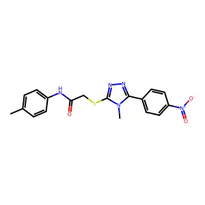 2-[[4-methyl-5-(4-nitrophenyl)-1,2,4-triazol-3-yl]sulfanyl]-N-(4-methylphenyl)acetamide structure