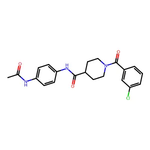 N-(4-acetamidophenyl)-1-(3-chlorobenzoyl)piperidine-4-carboxamide structure