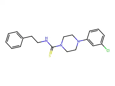 4-(3-chlorophenyl)-N-(2-phenylethyl)piperazine-1-carbothioamide structure