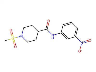 1-(methylsulfonyl)-N-(3-nitrophenyl)piperidine-4-carboxamide structure