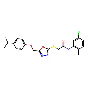 N-(5-chloro-2-methylphenyl)-2-[(5-{[4-(propan-2-yl)phenoxy]methyl}-1,3,4-oxadiazol-2-yl)sulfanyl]acetamide structure