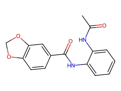 N-[2-(acetylamino)phenyl]-1,3-benzodioxole-5-carboxamide structure