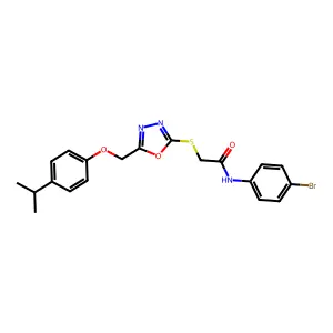N-(4-bromophenyl)-2-[(5-{[4-(propan-2-yl)phenoxy]methyl}-1,3,4-oxadiazol-2-yl)sulfanyl]acetamide structure